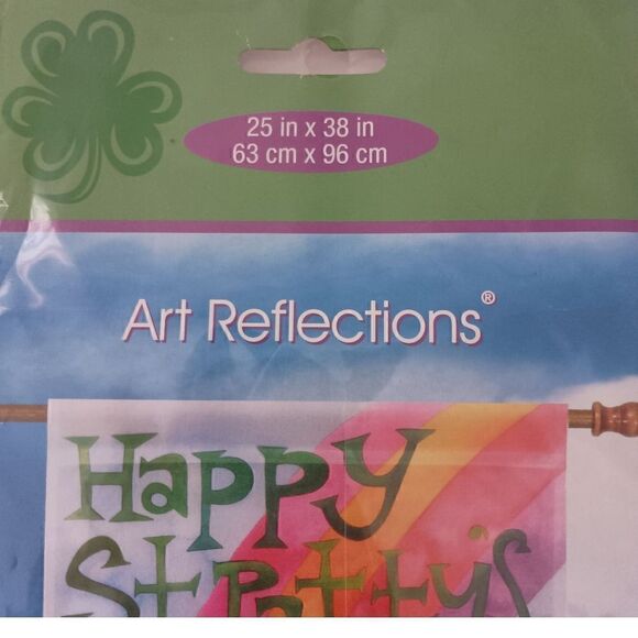 St Patricks Day House Flag Rainbow Shamrocks Clovers Vertical Pattys NEW 25x38. - Picture 9 of 11